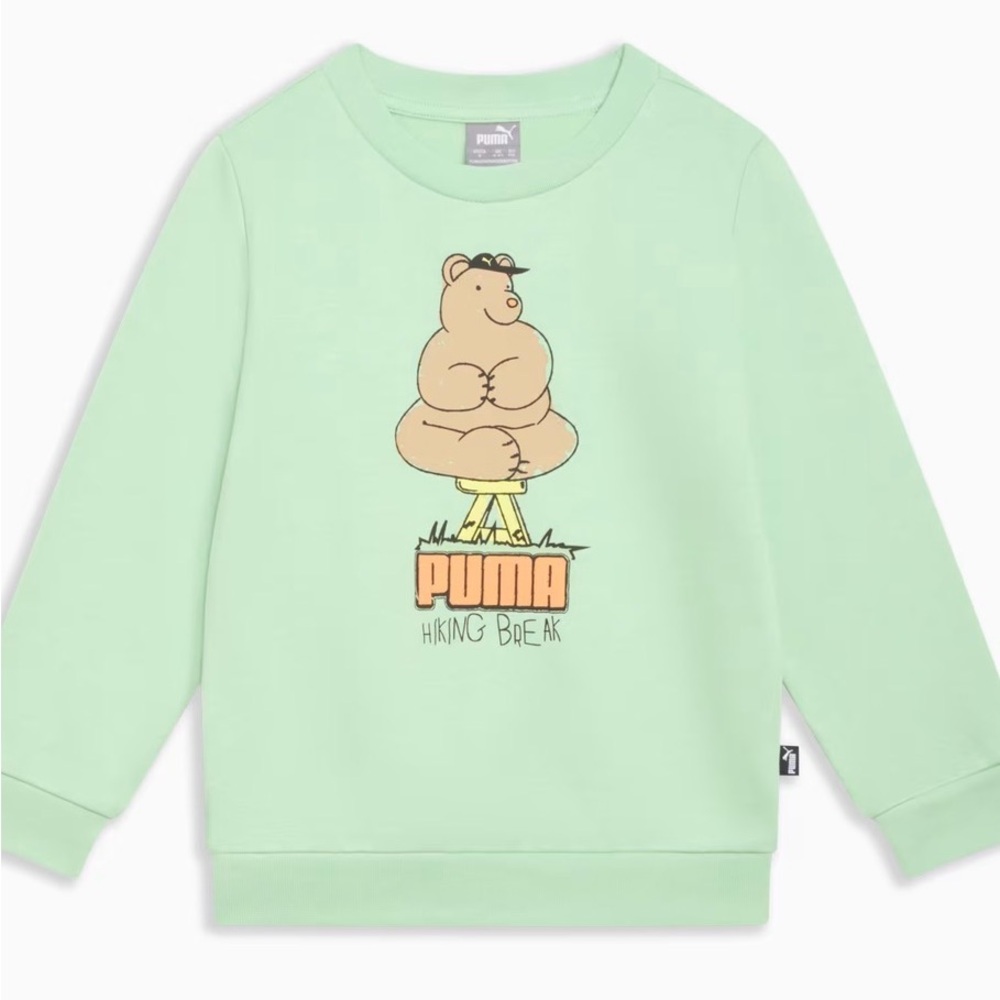 Puma Kids Light Green Bear Graphic Sweatshirt